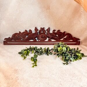 Vintage Indonesian Carved Wood Tapestry Hanger